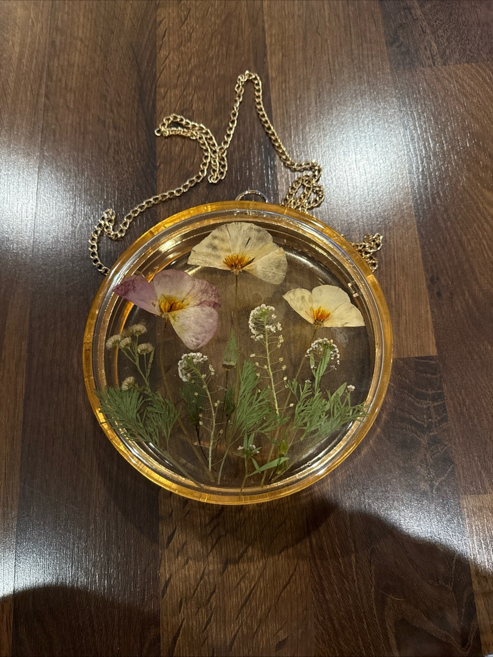 Beautiful Unique Pressed Floral Resin Purse